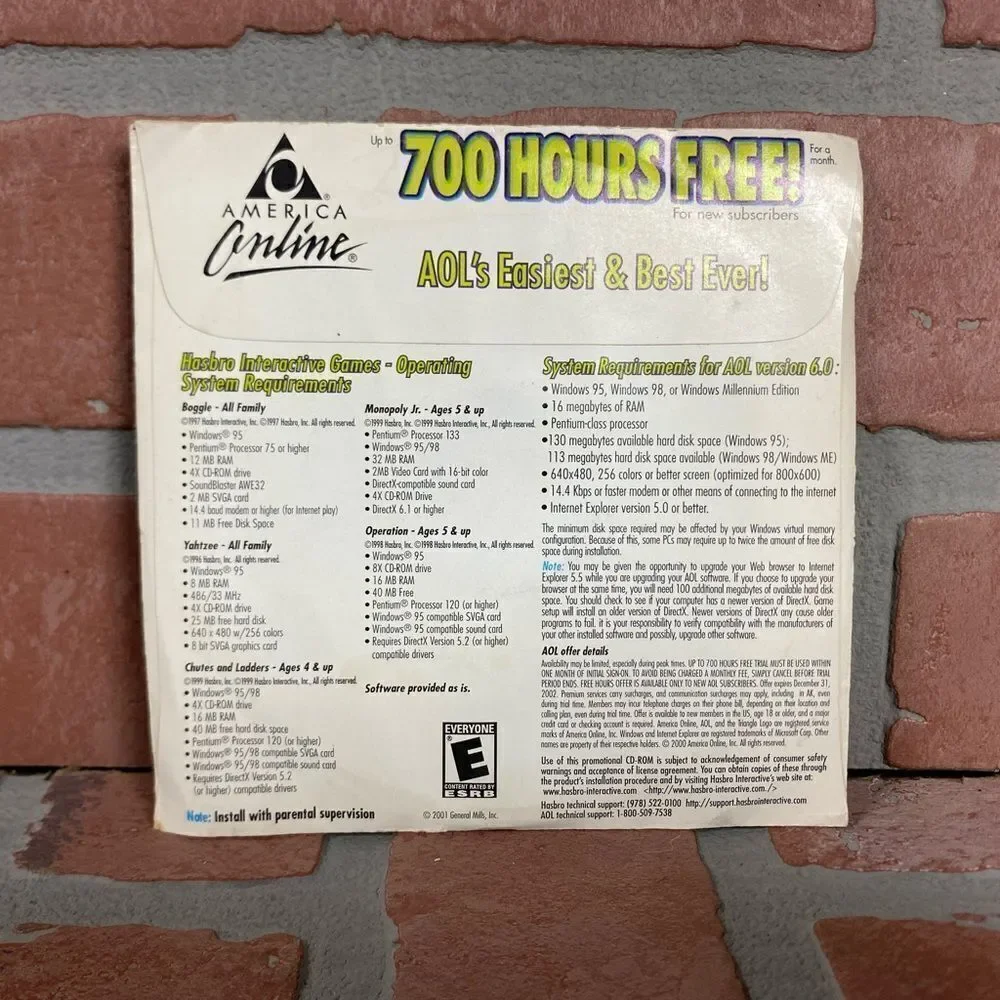 NEW SEALED Monopoly Junior CD-ROM vintage AOL Subscriber Gift 2000 Y2K